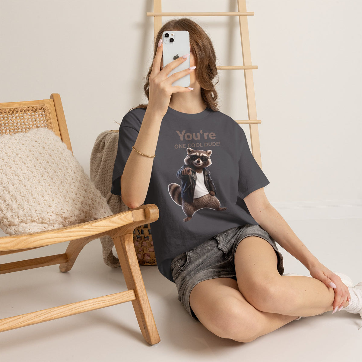 You're One Cool Dude! Raccoon Graphic T-Shirt – Front Print