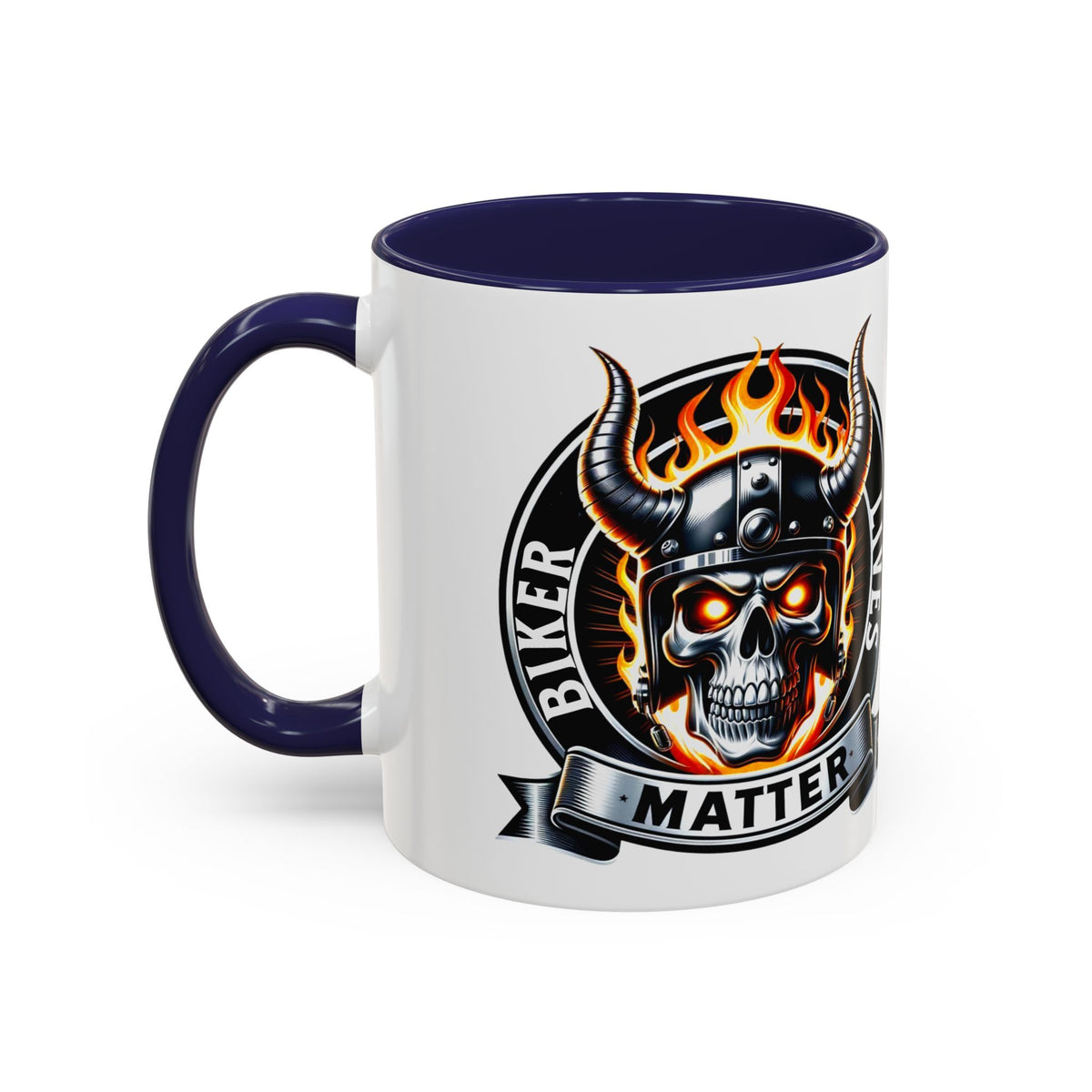 Flaming Skull Biker Coffee Mug – Accent 11oz & 15oz for Motorcycle Riders