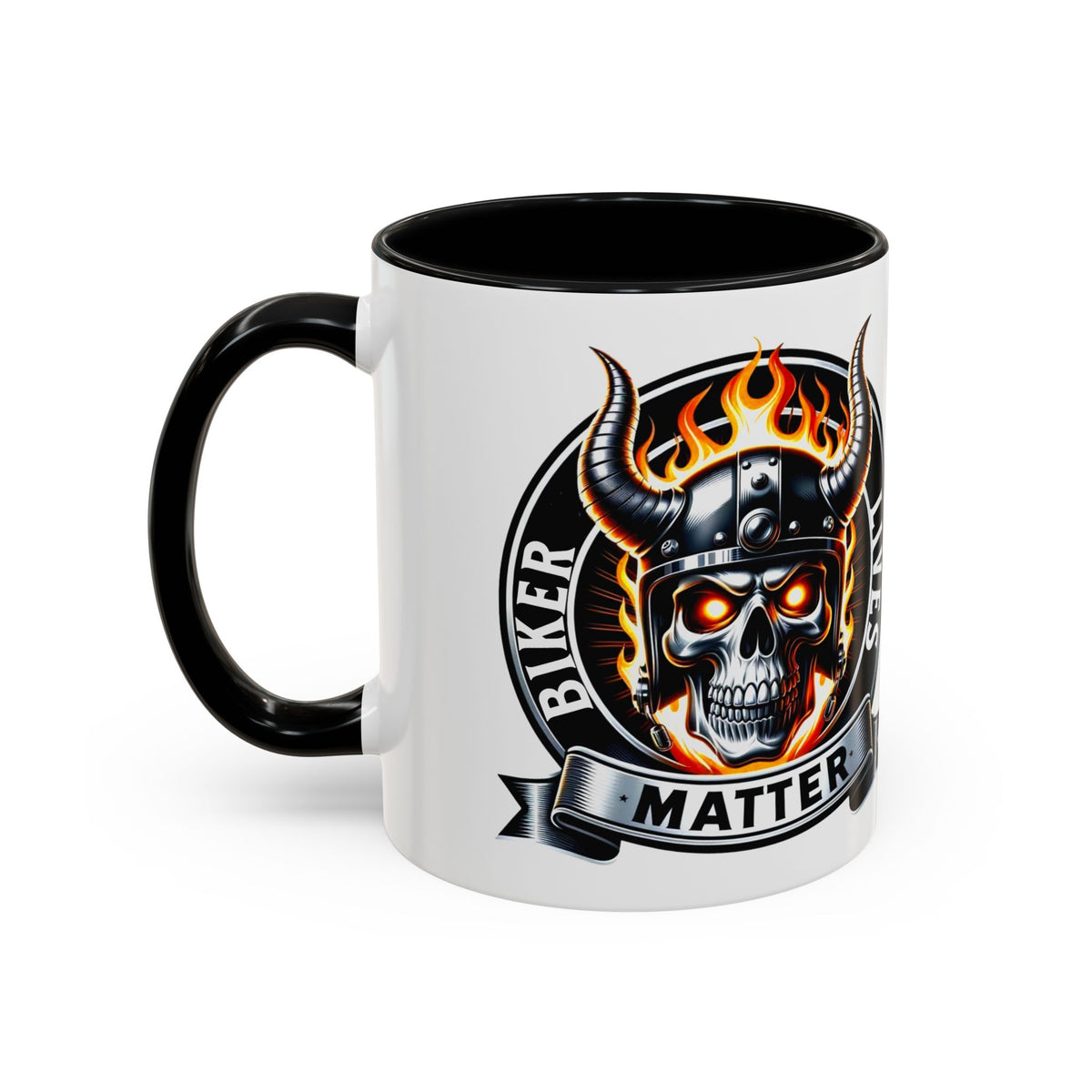 Flaming Skull Biker Coffee Mug – Accent 11oz & 15oz for Motorcycle Riders
