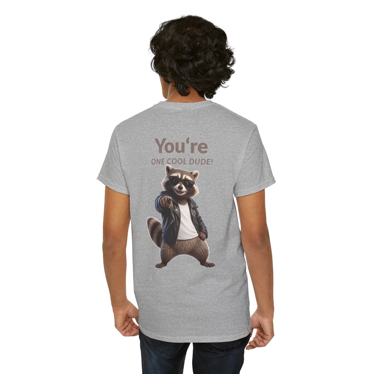 You're One Cool Dude! Raccoon Graphic T-Shirt – Funny Back Print Tee