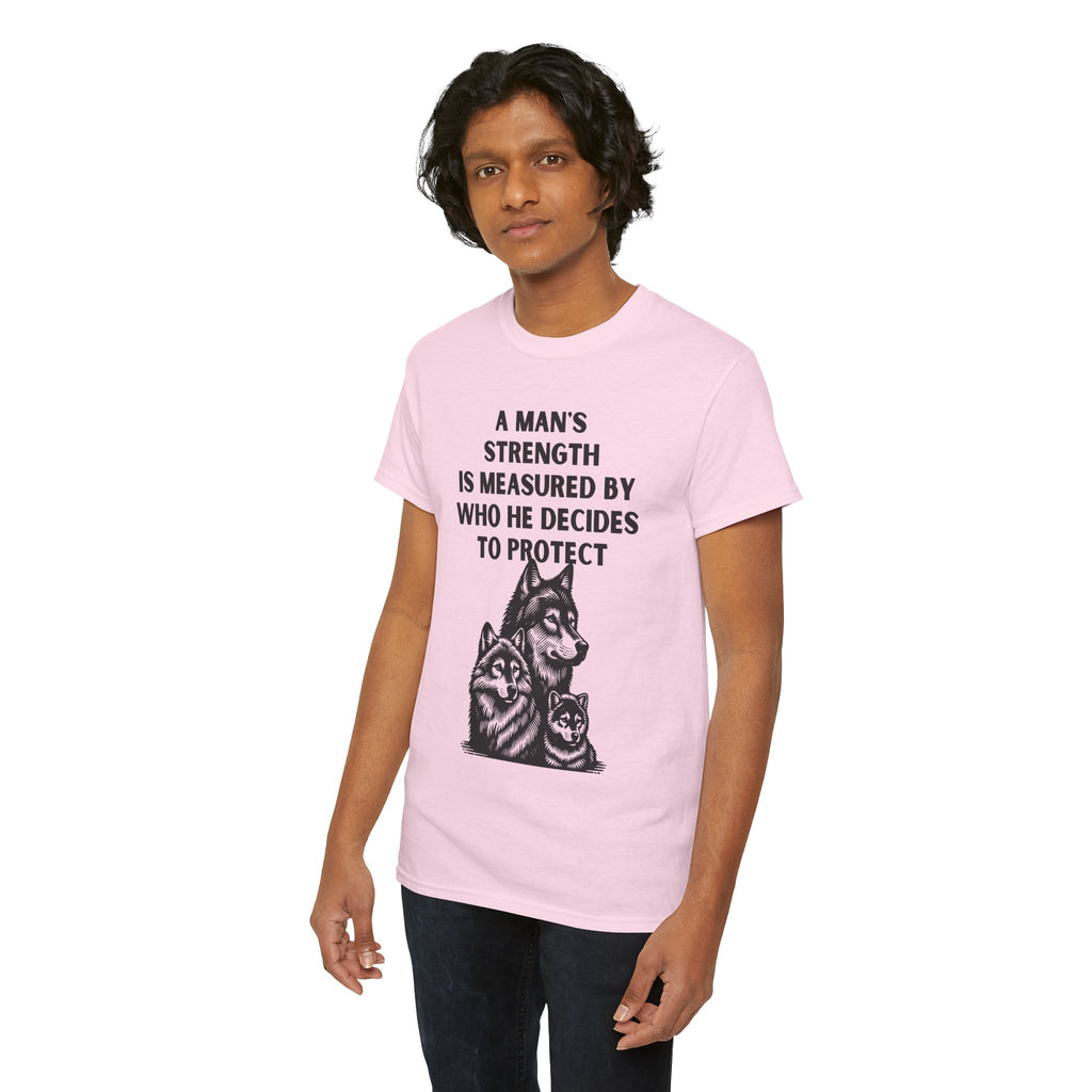 A Man's Strength Dog Lover Quote T-Shirt | Animal Protection Graphic Tee