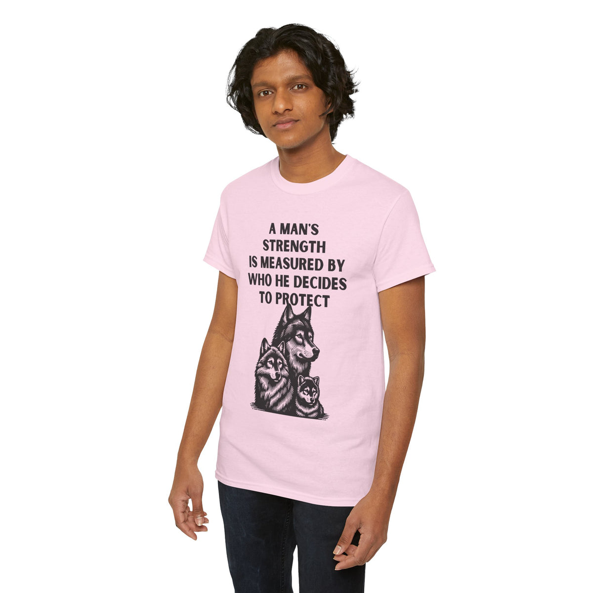 A Man's Strength Dog Lover Quote T-Shirt | Animal Protection Graphic Tee