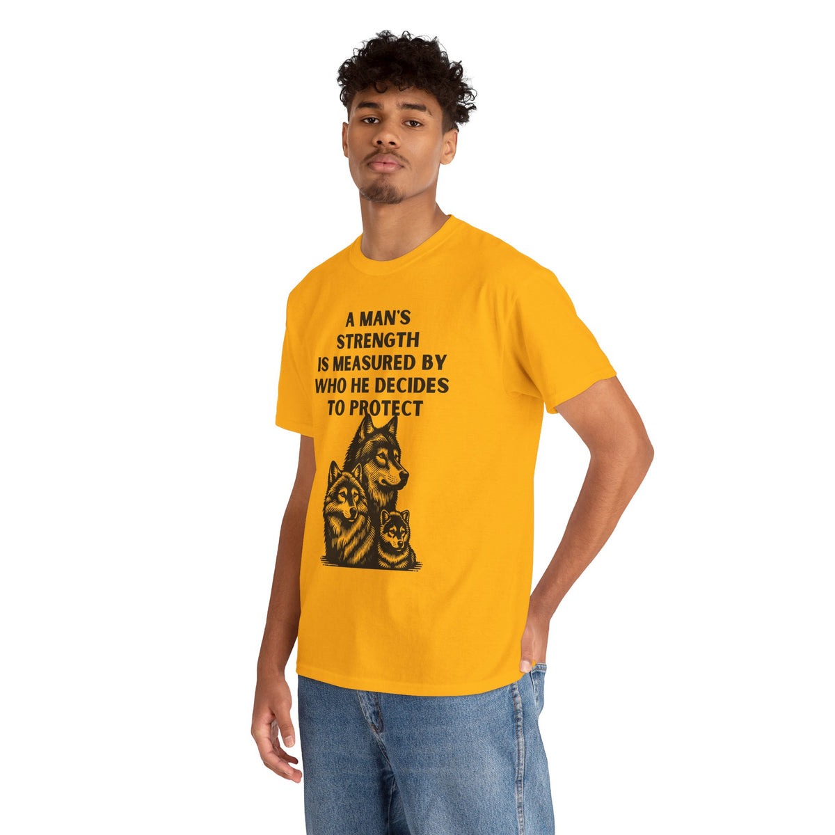 A Man's Strength Dog Lover Quote T-Shirt | Animal Protection Graphic Tee