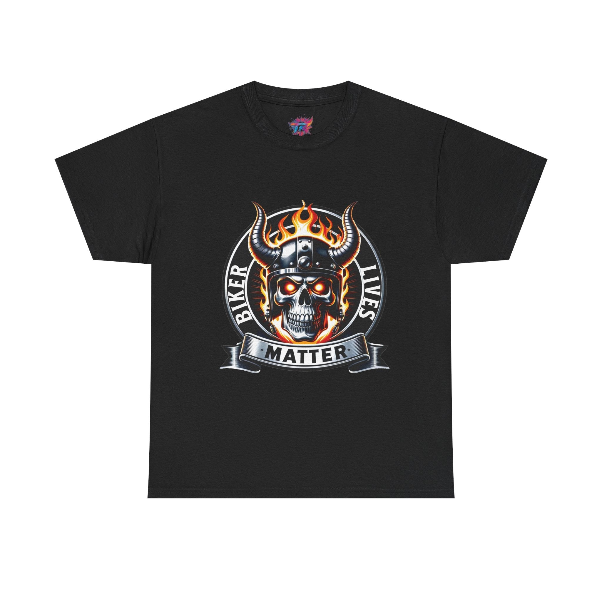 Biker Lives Matter Skull Tee – Flaming Helmet Graphic T‑Shirt