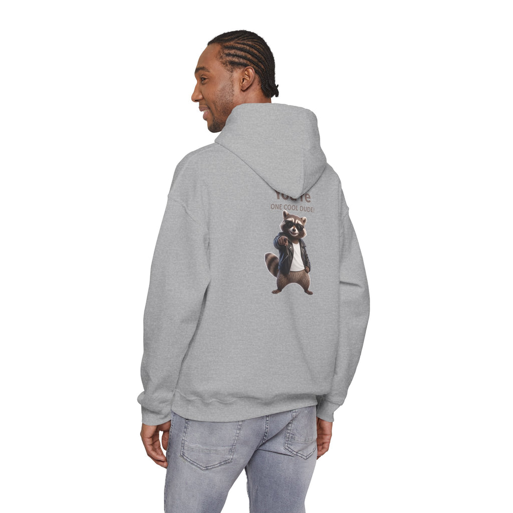 You're One Cool Dude! Raccoon Graphic Hoodie – Funny Back Print Sweatshirt