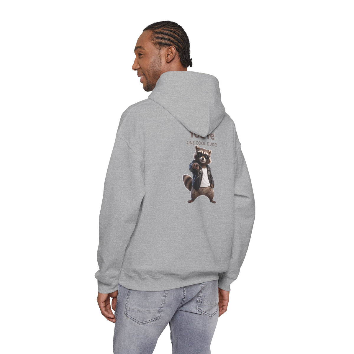 You're One Cool Dude! Raccoon Graphic Hoodie – Funny Back Print Sweatshirt