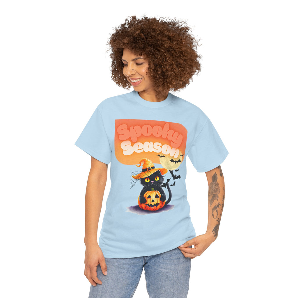Spooky Season Black Cat Halloween T-Shirt | Witch Hat Graphic Tee
