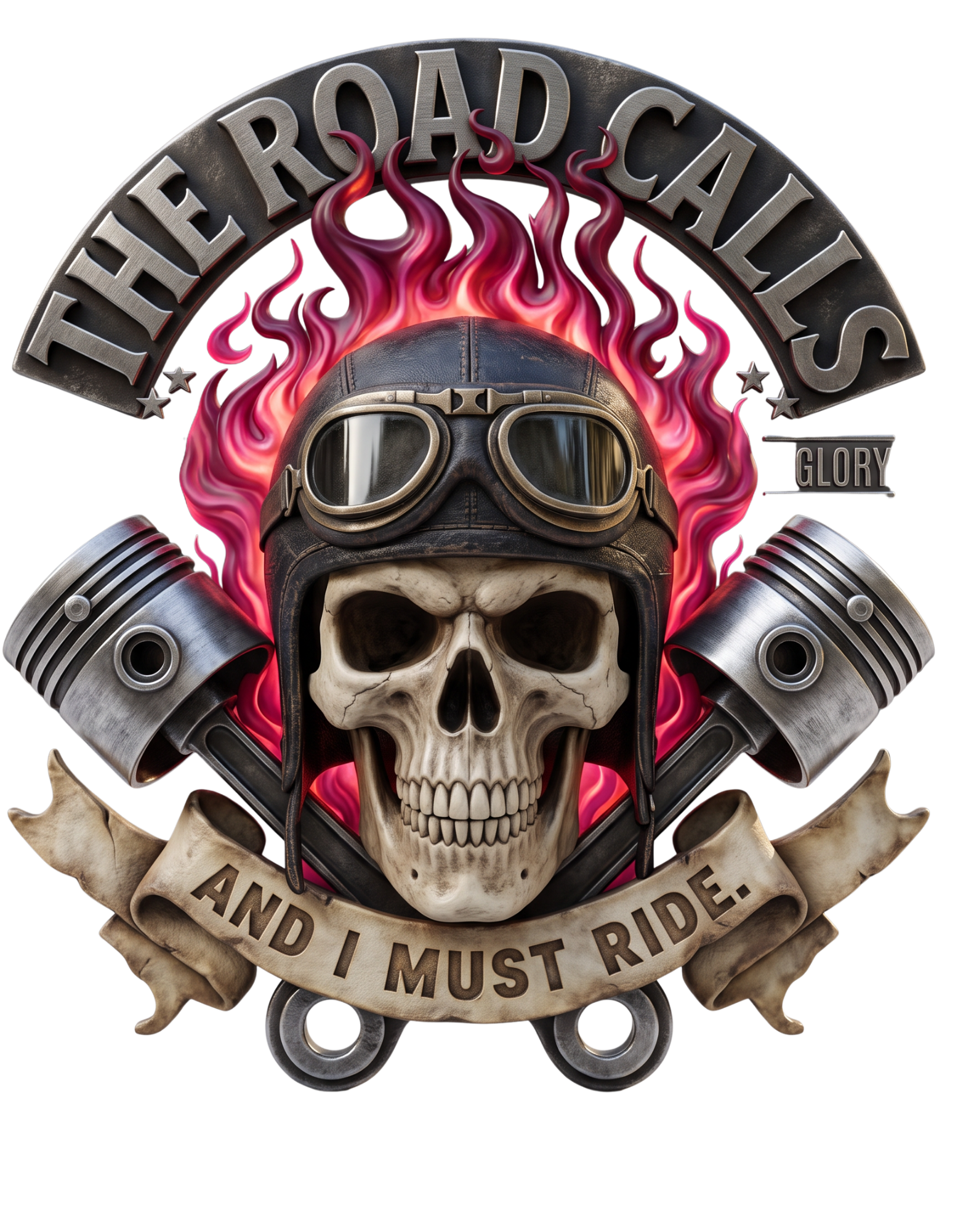 Motorcycle Skull T-Shirt — "The Road Calls and I Must Ride" Biker Tee