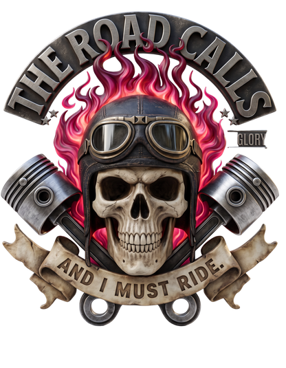 Motorcycle Skull T-Shirt — "The Road Calls and I Must Ride" Biker Tee