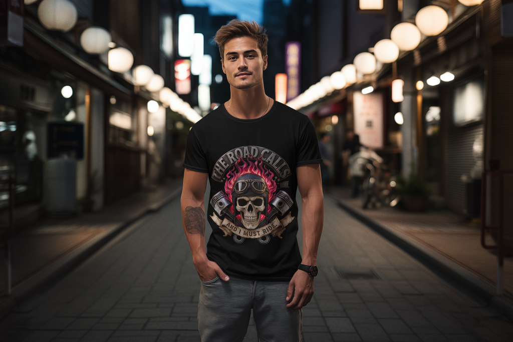 "The Road Calls" Biker Skull T-Shirt