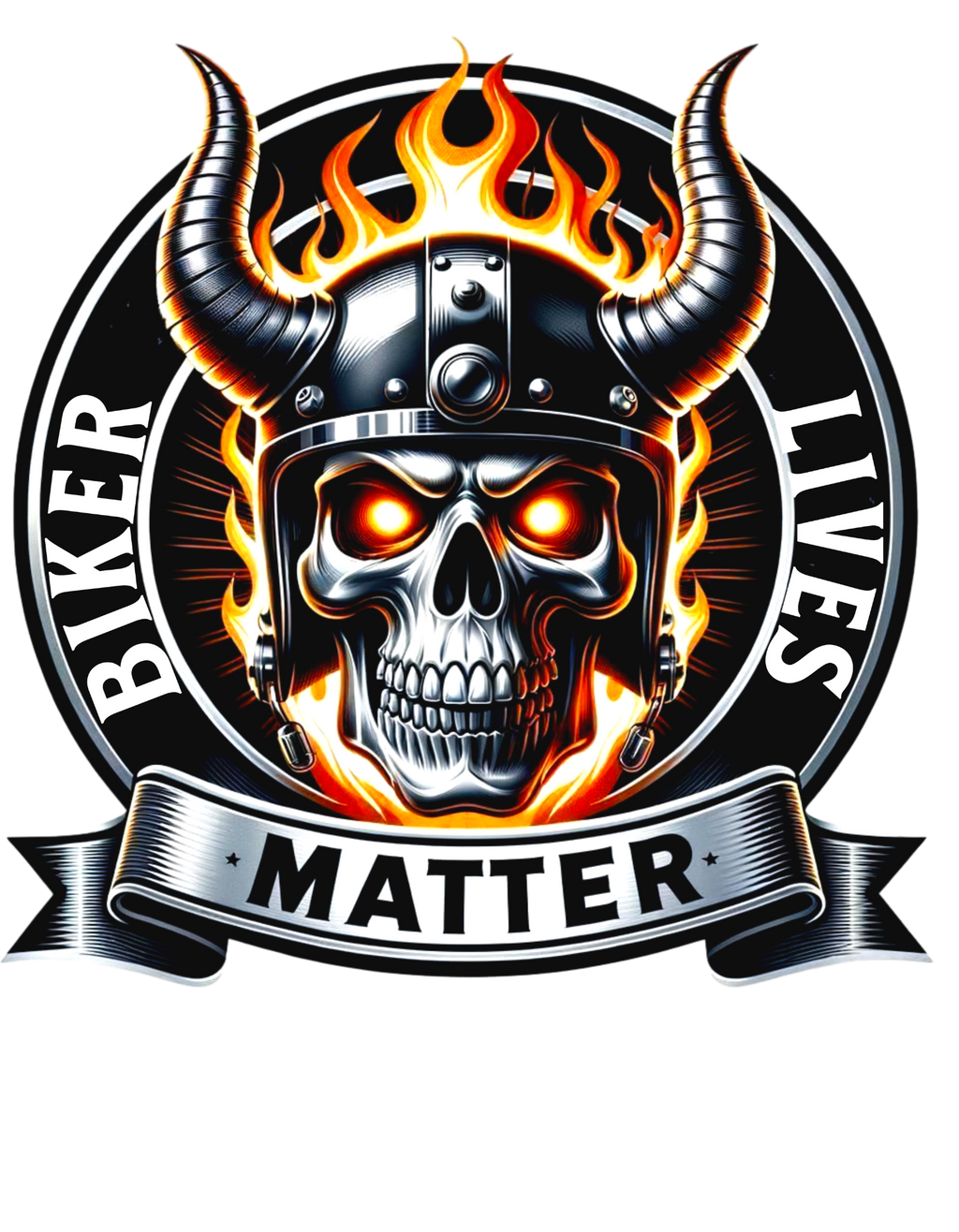Biker Lives Matter Skull Tee – Flaming Helmet Graphic T‑Shirt