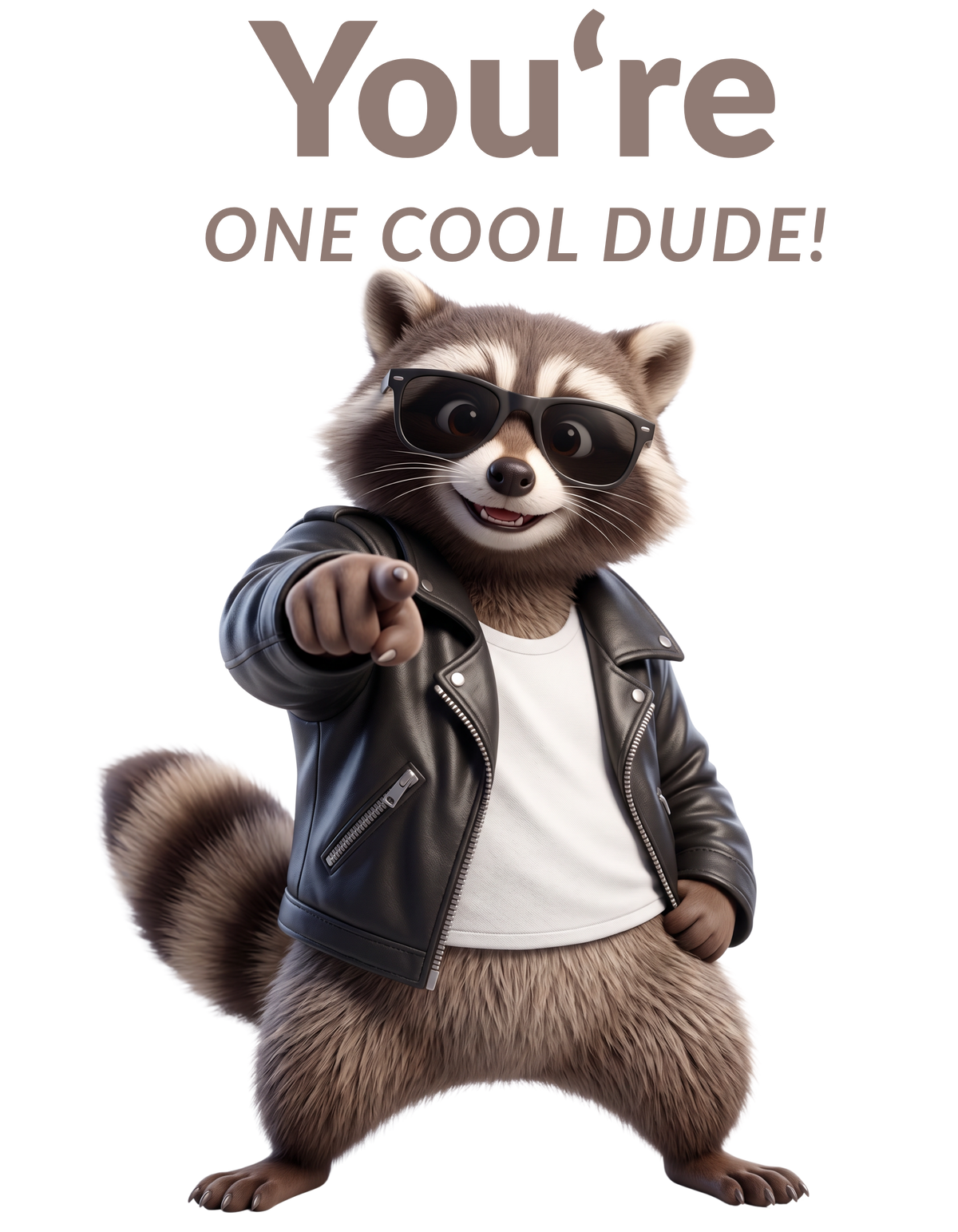 You're One Cool Dude! Raccoon Graphic T-Shirt – Front Print