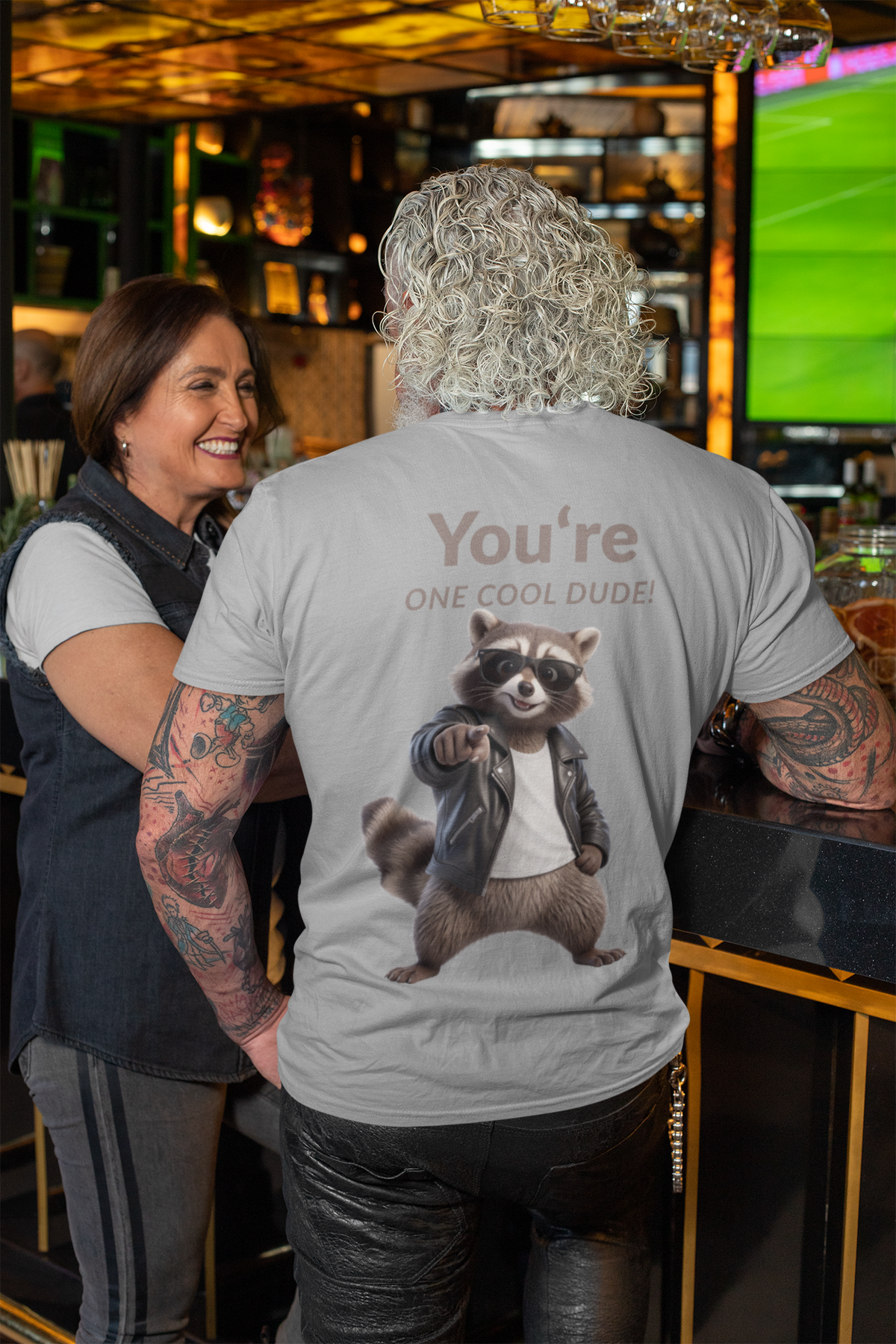 You're One Cool Dude! Raccoon Graphic T-Shirt – Funny Back Print Tee