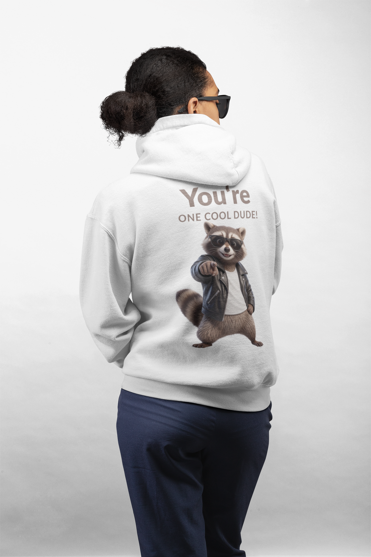 You're One Cool Dude! Raccoon Graphic Hoodie – Funny Back Print Sweatshirt