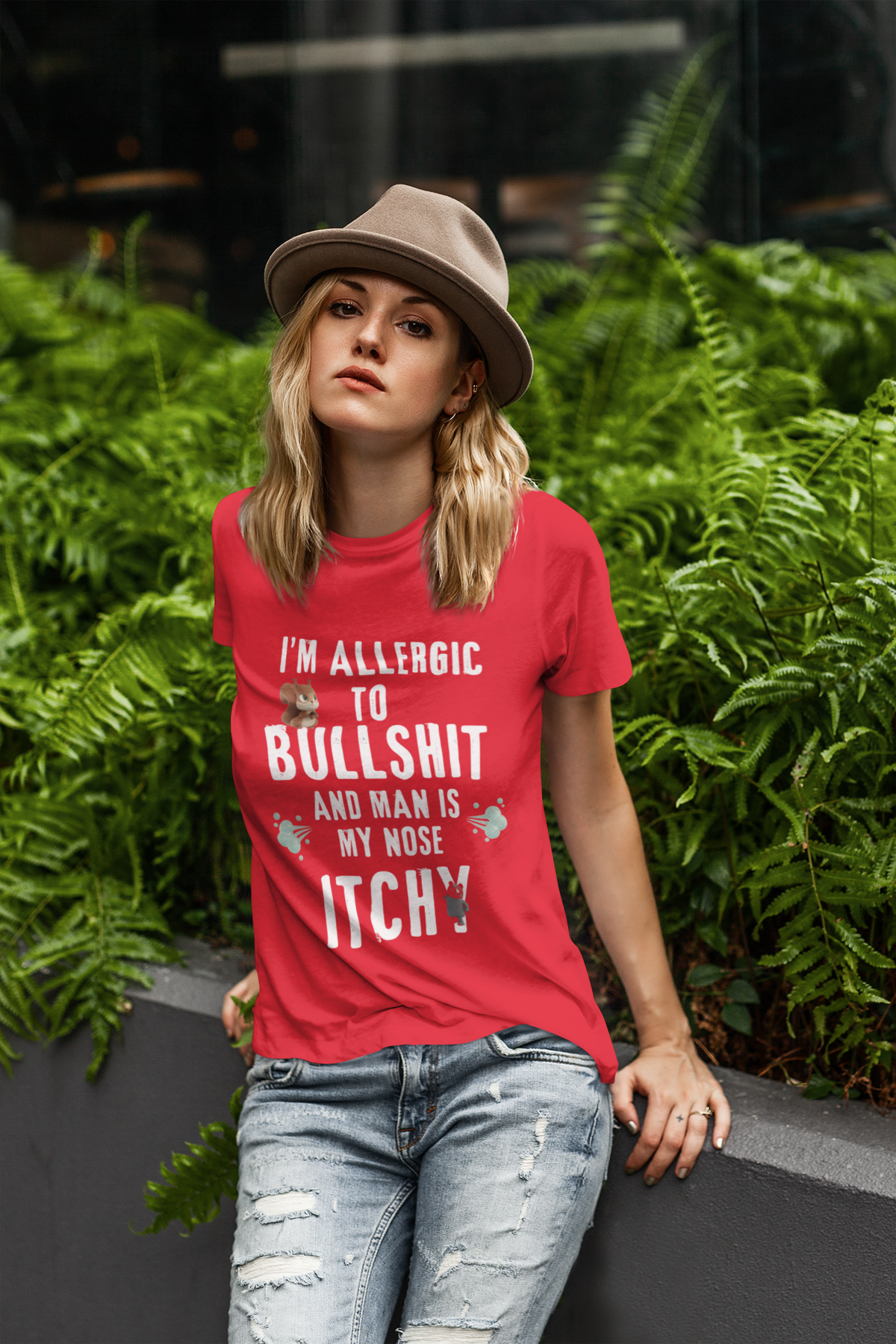 Funny Graphic Tee — "I’m Allergic to Bullshit and My Nose Gets Itchy"