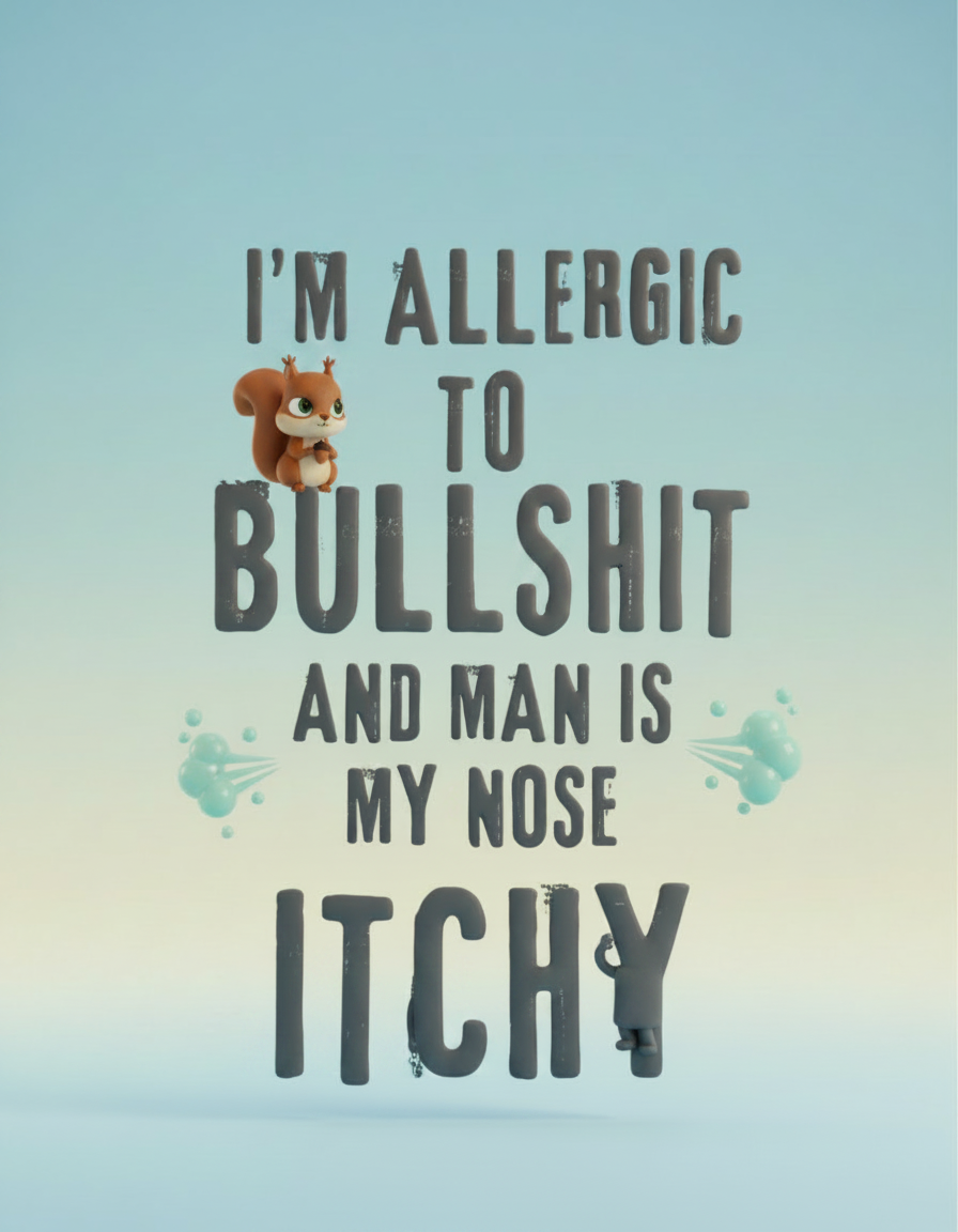 Funny Graphic Tee — "I’m Allergic to Bullshit and My Nose Gets Itchy"