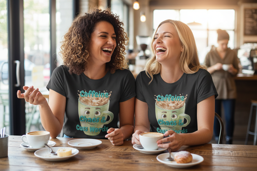Caffeine, Chaos & Cuss Words Tee — Funny Coffee Mug Graphic T-Shirt