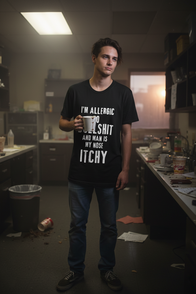 Funny Graphic Tee — "I’m Allergic to Bullshit and My Nose Gets Itchy"