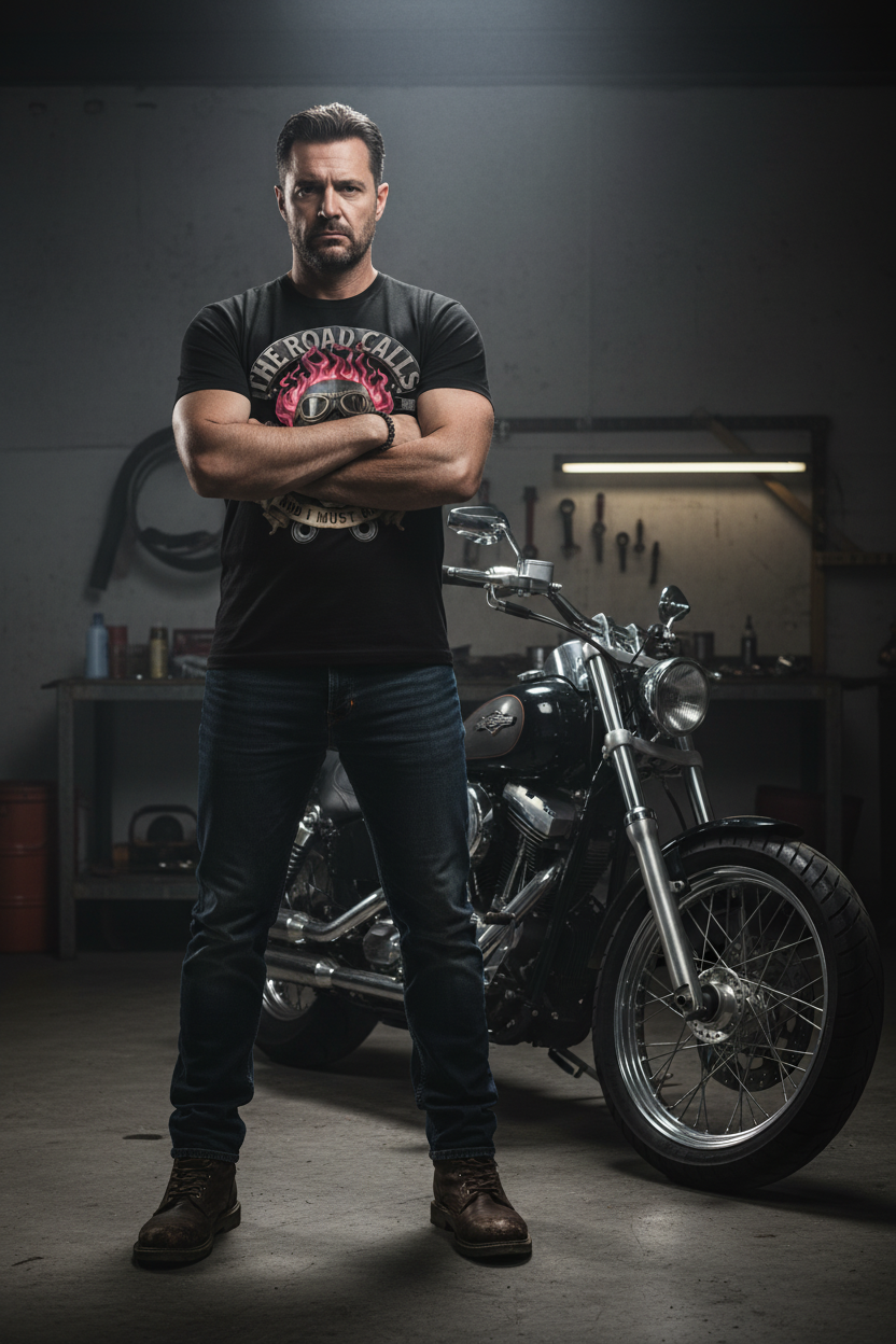 "The Road Calls" Biker Skull T-Shirt