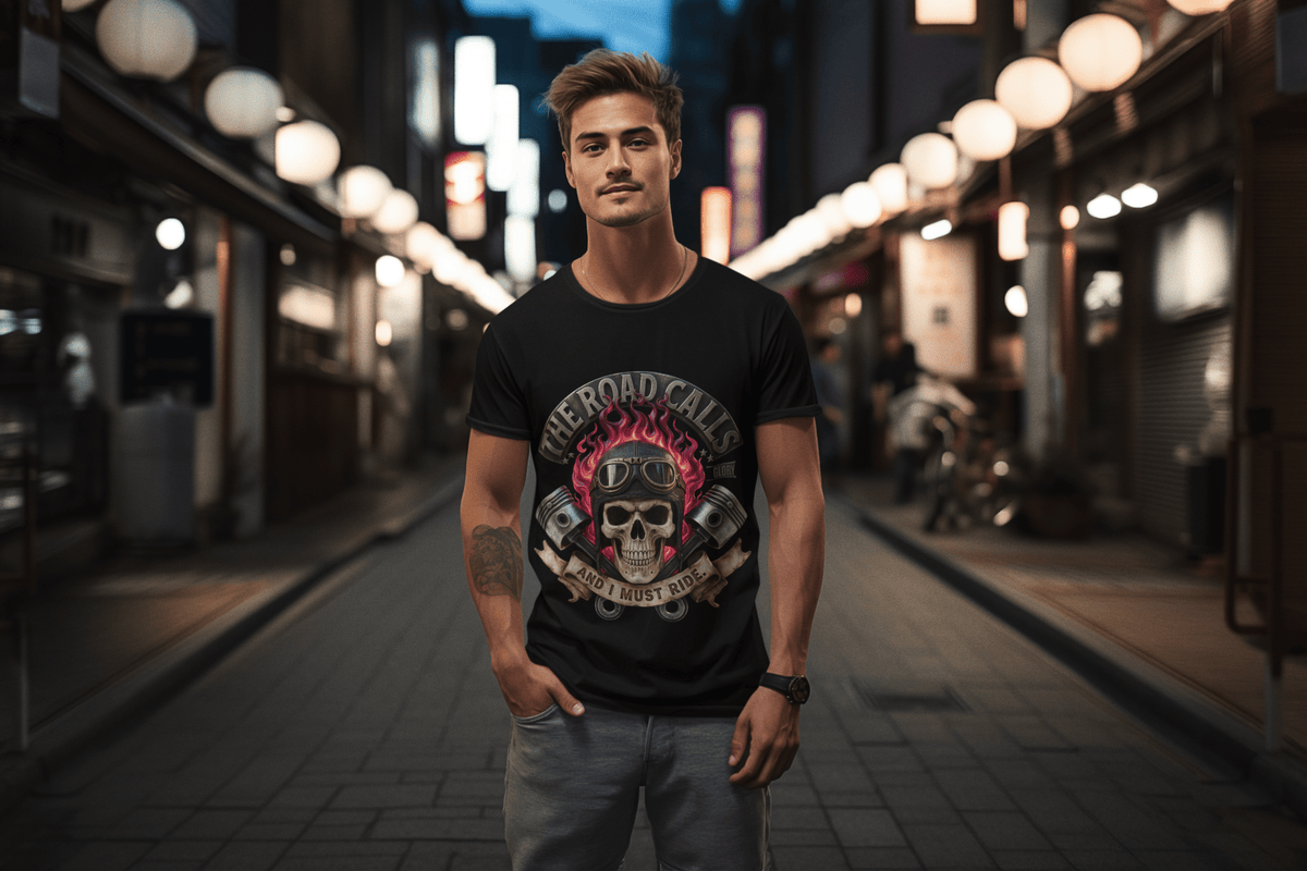 "The Road Calls" Biker Skull T-Shirt
