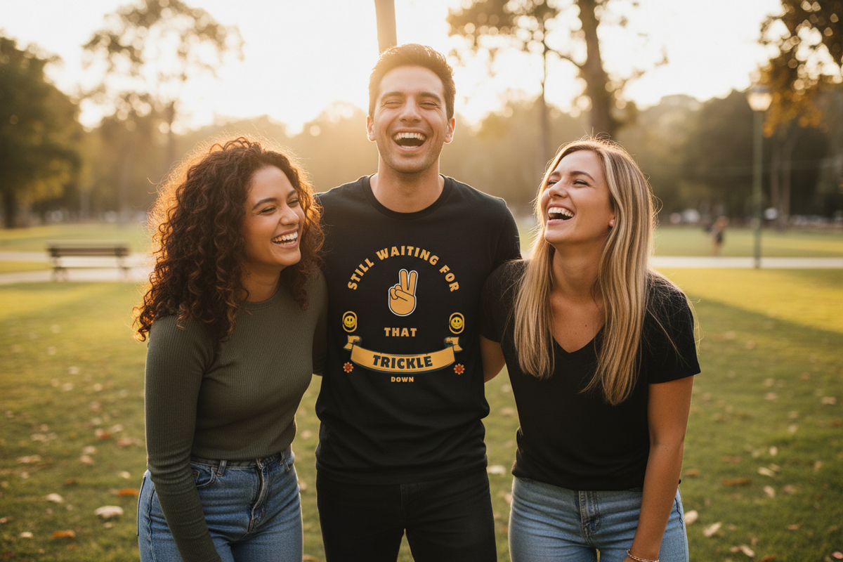 Still Waiting for the Trickle Down Funny T-Shirt