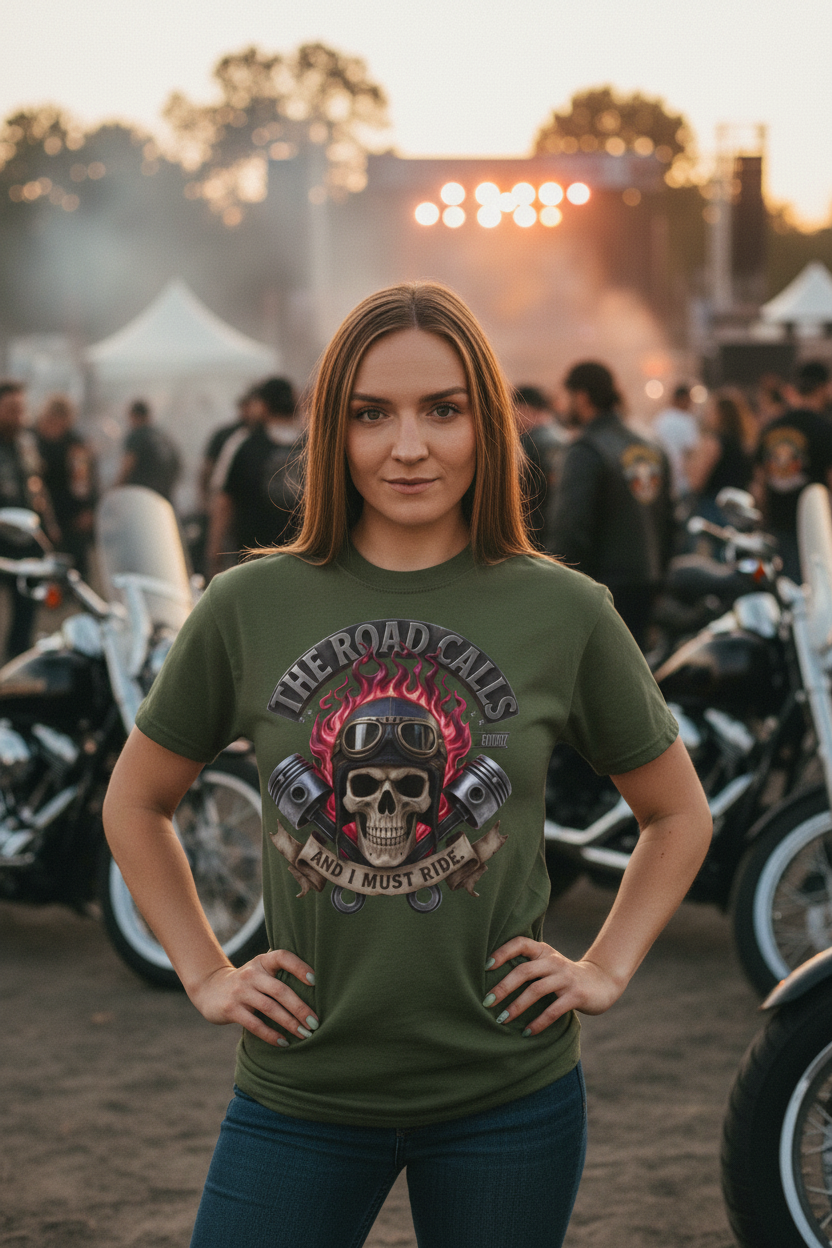 "The Road Calls" Biker Skull T-Shirt