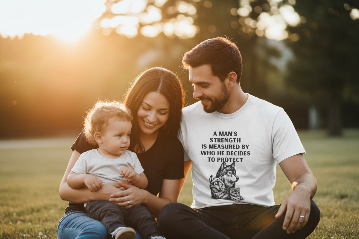 A Man's Strength Dog Lover Quote T-Shirt | Animal Protection Graphic Tee