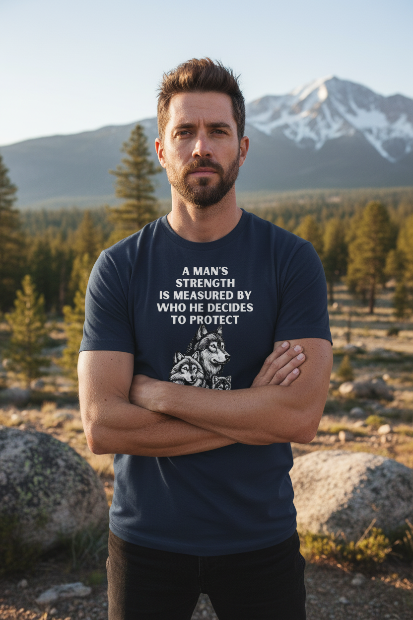 A Man's Strength Dog Lover Quote T-Shirt | Animal Protection Graphic Tee