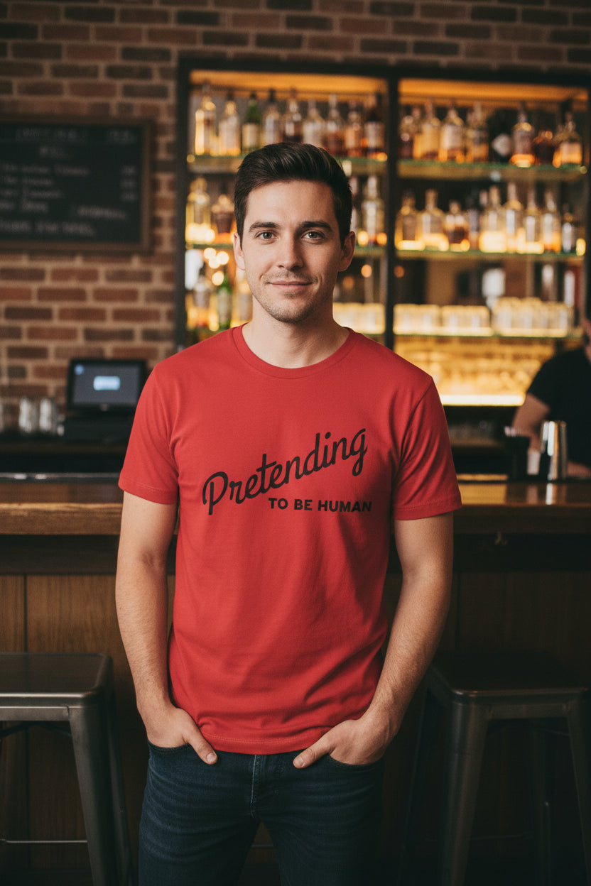Pretending to Be Human Funny Graphic T-Shirt | Introvert Humor Tee