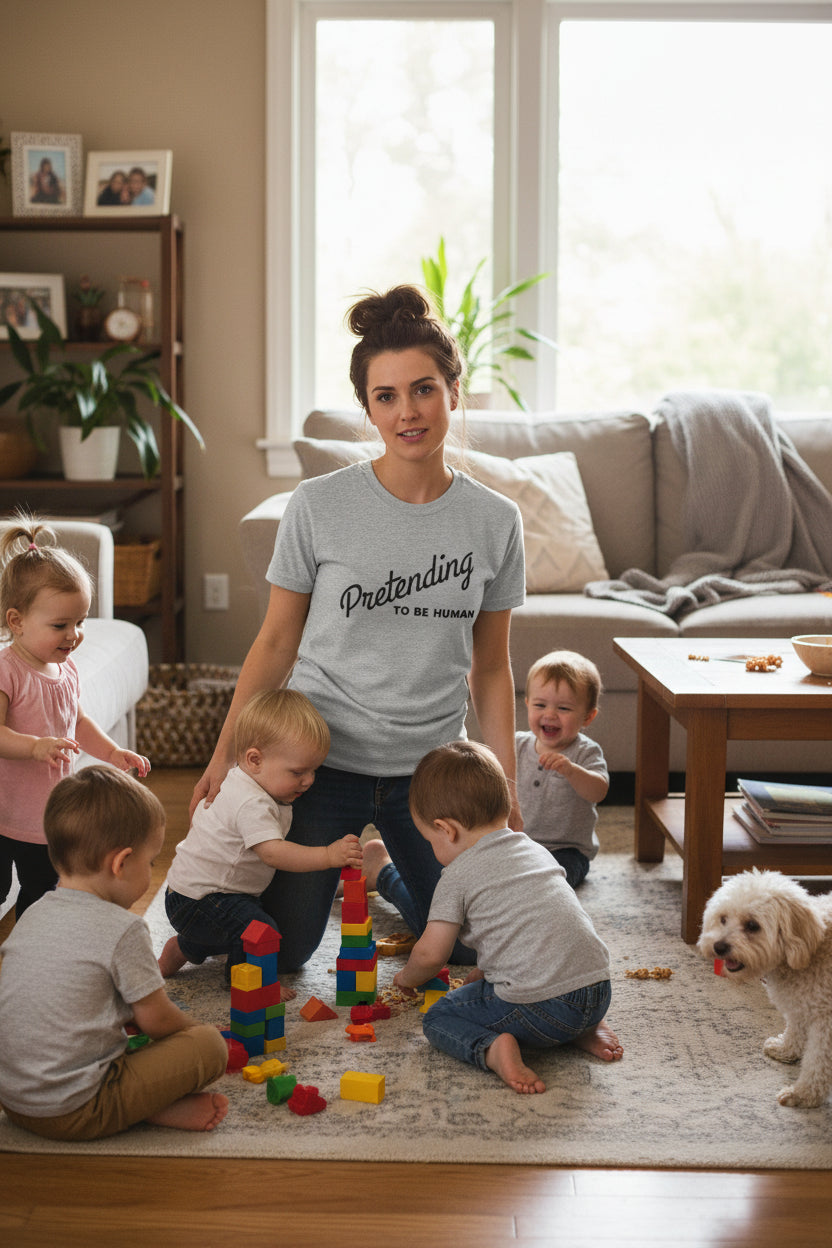 Pretending to Be Human Funny Graphic T-Shirt | Introvert Humor Tee