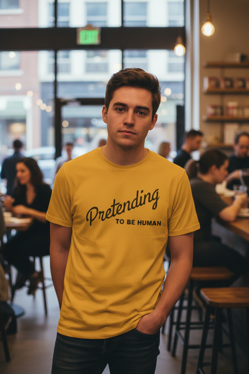 Pretending to Be Human Funny Graphic T-Shirt | Introvert Humor Tee