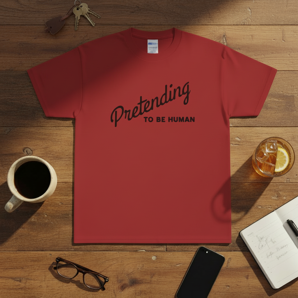 Pretending to Be Human Funny Graphic T-Shirt | Introvert Humor Tee