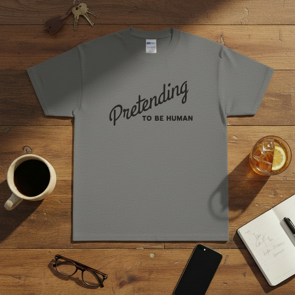 Pretending to Be Human Funny Graphic T-Shirt | Introvert Humor Tee