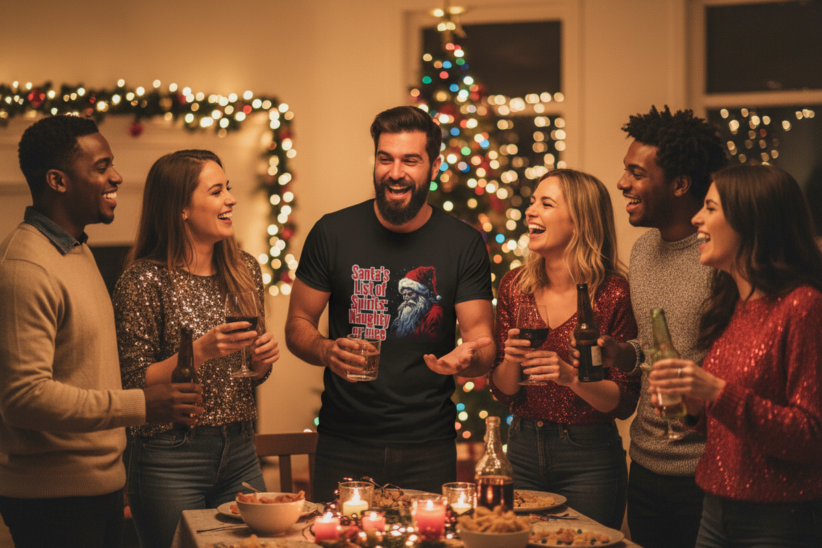 Santa's List of Spirits: Naughty or Nice Funny Holiday T-Shirt