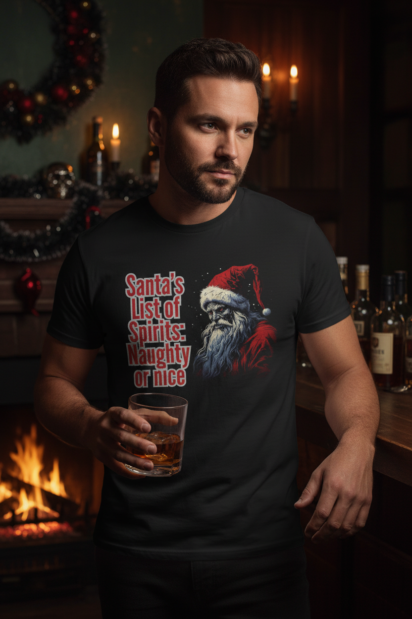Santa's List of Spirits: Naughty or Nice Funny Holiday T-Shirt