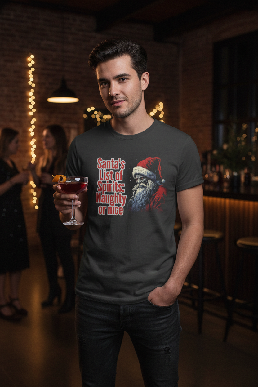 Santa's List of Spirits: Naughty or Nice Funny Holiday T-Shirt