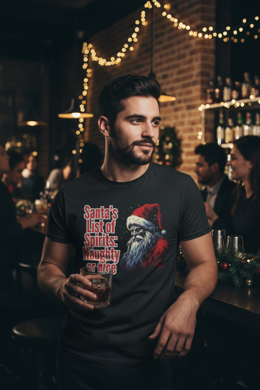 Santa's List of Spirits: Naughty or Nice Funny Holiday T-Shirt