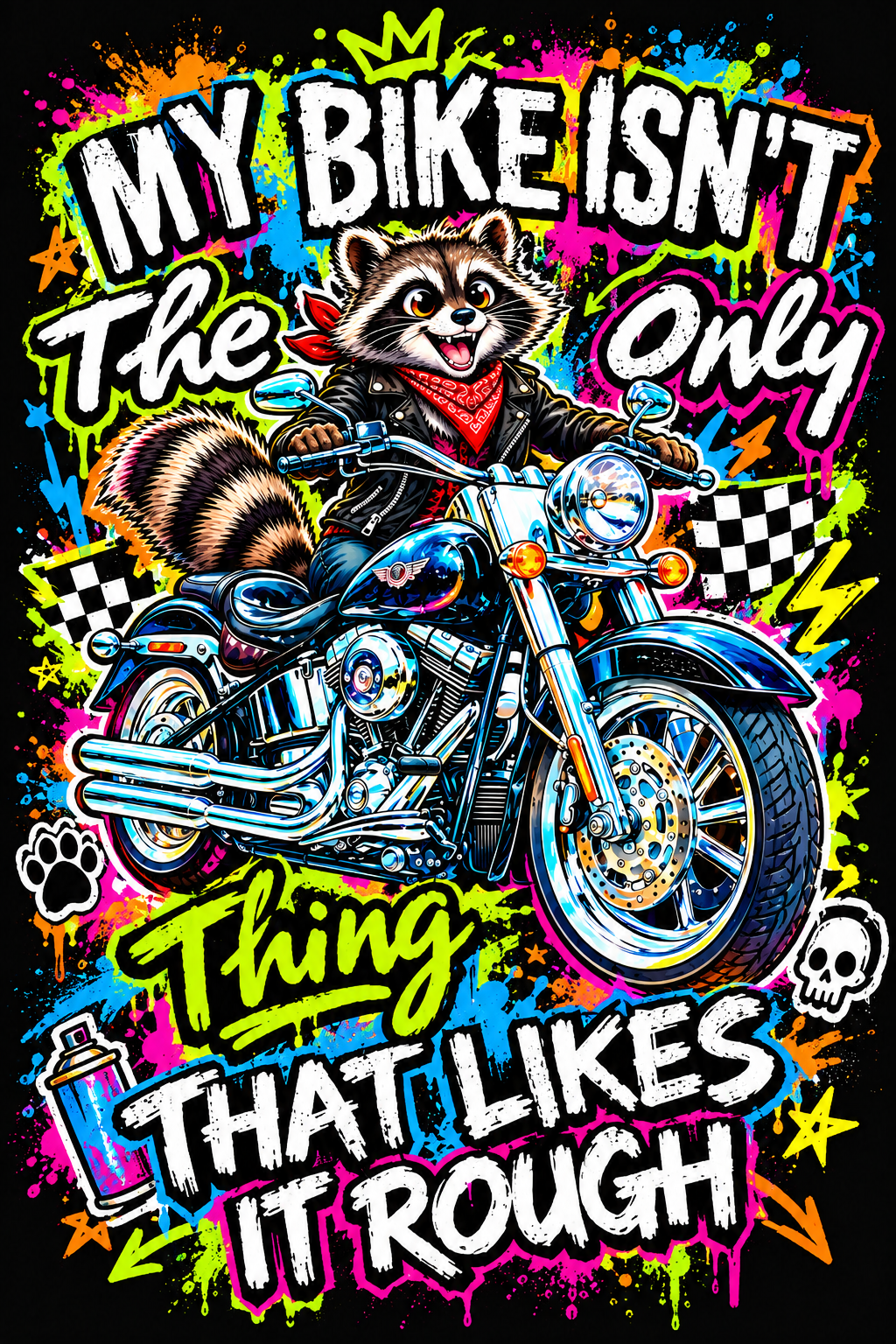 Motorcycle Raccoon Graphic Tee — Retro Biker Ride Design