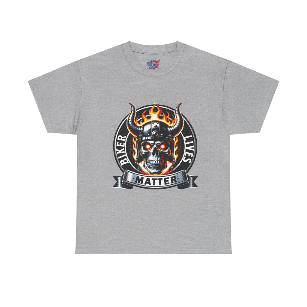 Biker Lives Matter Skull Tee – Flaming Helmet Graphic T‑Shirt