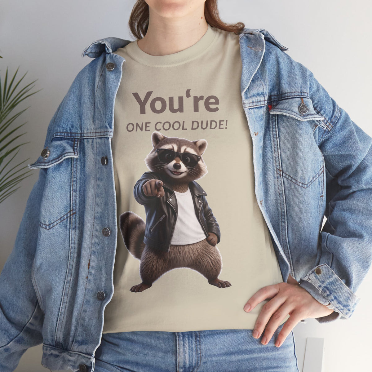 You're One Cool Dude! Raccoon Graphic T-Shirt – Front Print