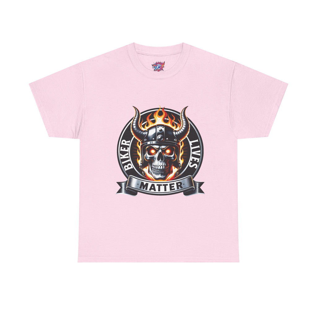 Biker Lives Matter Skull Tee – Flaming Helmet Graphic T‑Shirt