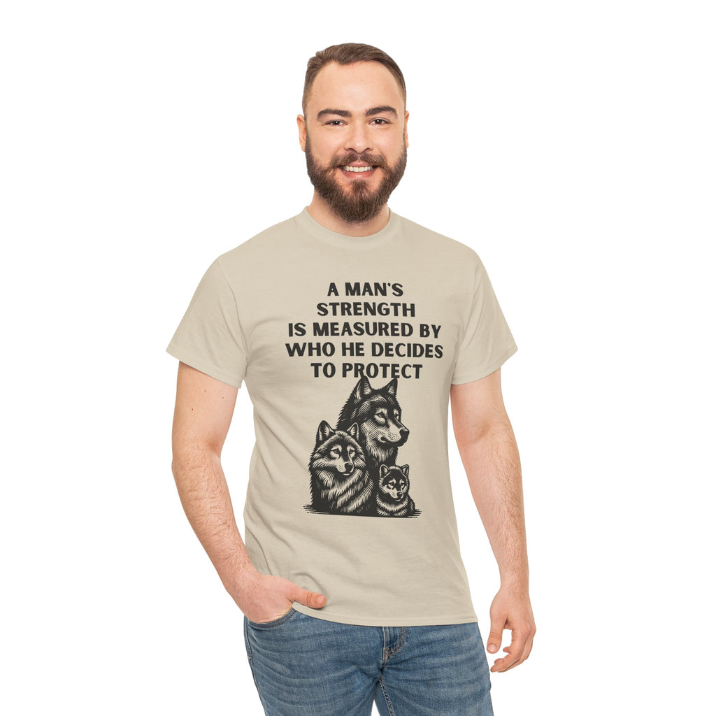 A Man's Strength Dog Lover Quote T-Shirt | Animal Protection Graphic Tee