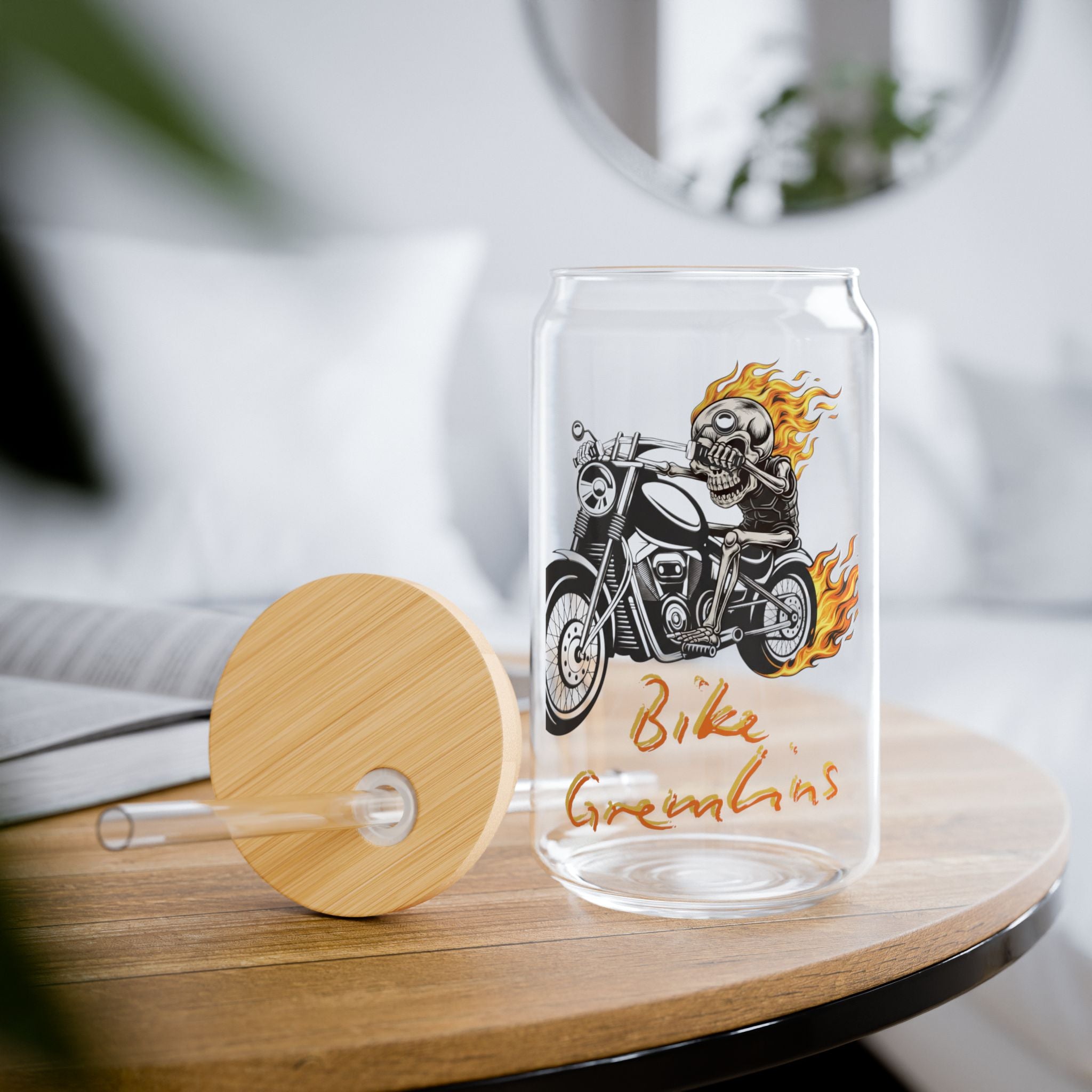 Motorcycle Rider Sipper Glass - 'Bike Gremlins' 16oz Travel Tumbler