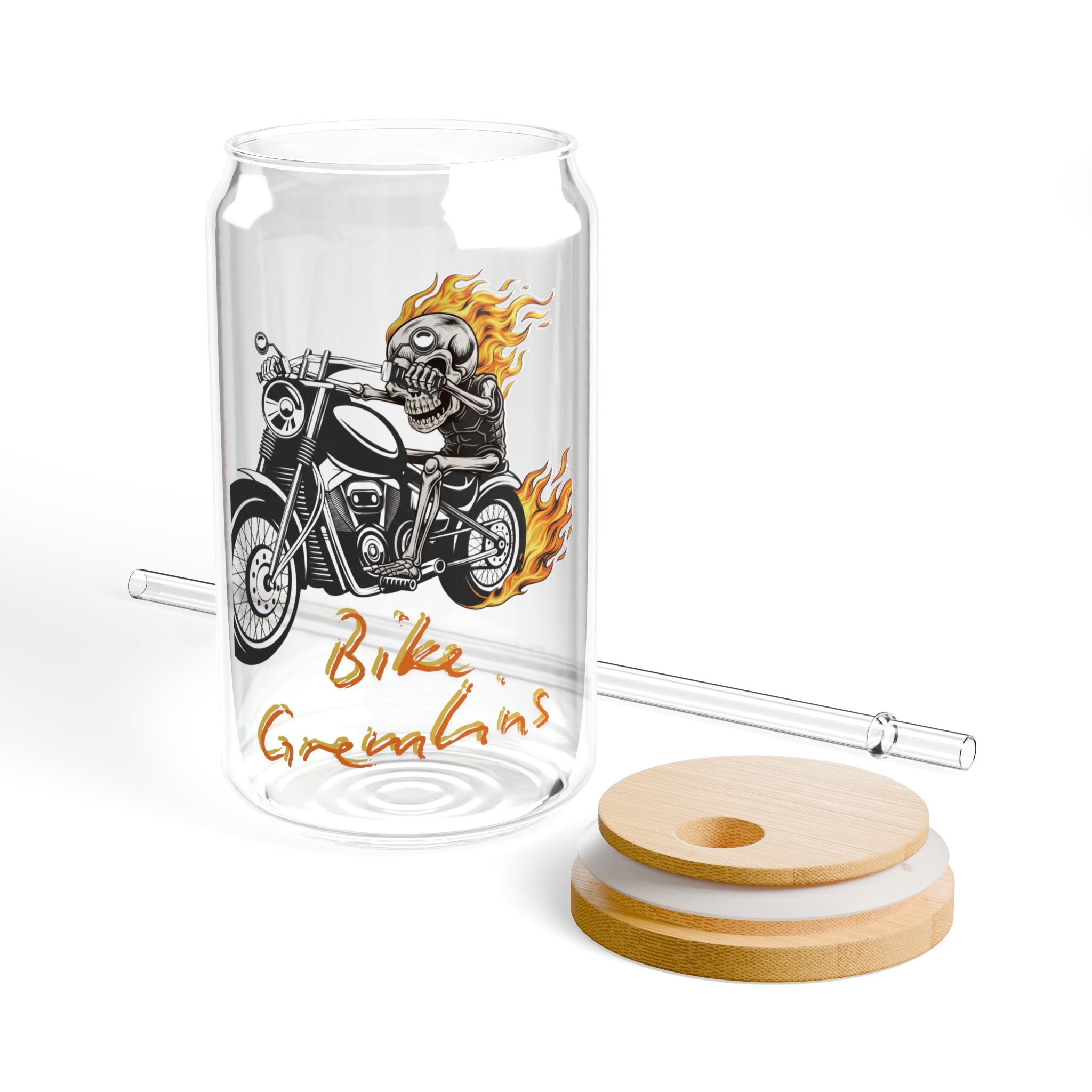 Motorcycle Rider Sipper Glass - 'Bike Gremlins' 16oz Travel Tumbler