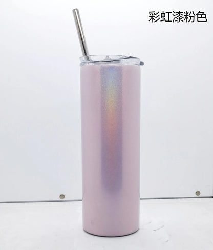 20oz Sublimation Blank Skinny Tumbler | Straight Stainless Steel Insulated Cup with Straw | DIY Custom Photo Gift