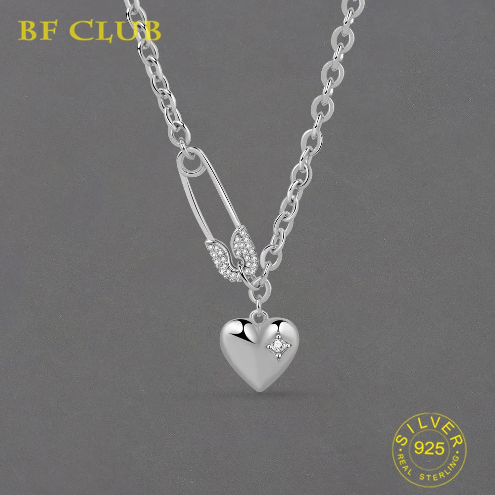 BFCLUB Silver Heart Clip Chain Choker Necklace – Trendy O‑Chain Gift