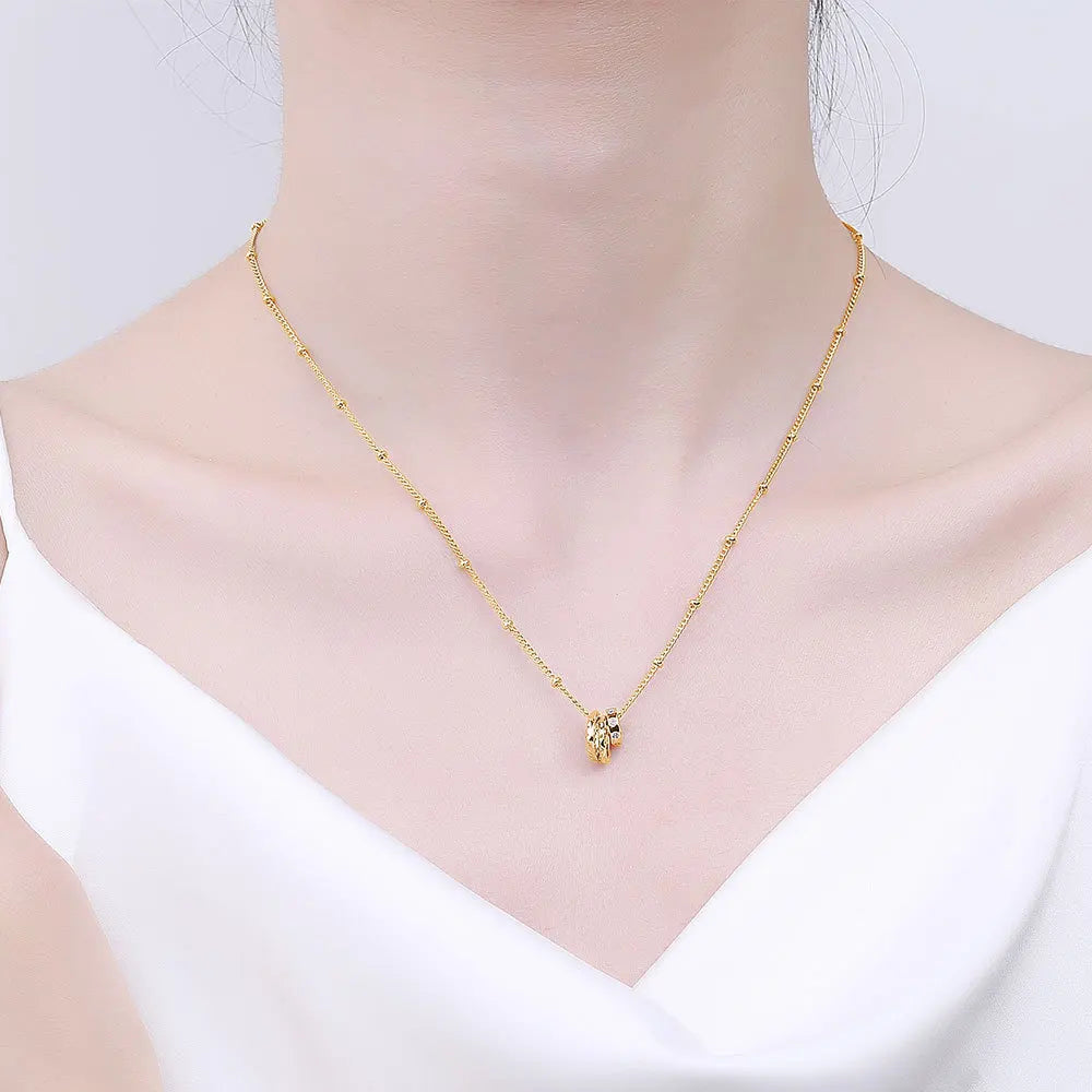 Silver Triple Circle Chain Choker Necklace – Elegant Layered Gift