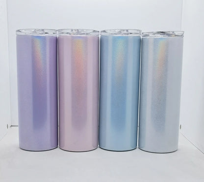 20oz Sublimation Blank Skinny Tumbler | Straight Stainless Steel Insulated Cup with Straw | DIY Custom Photo Gift