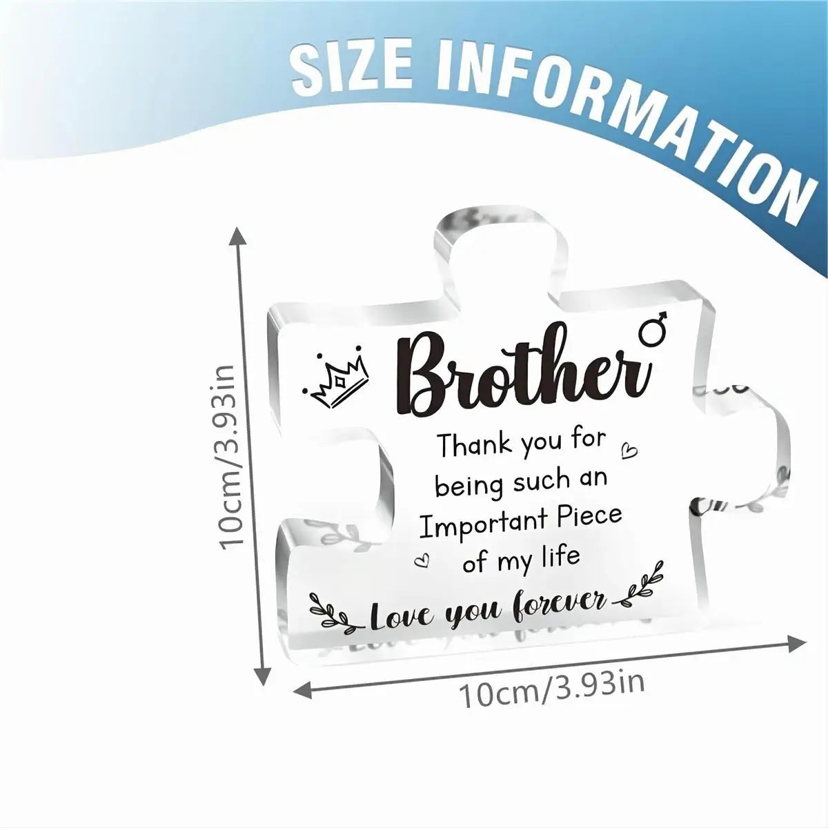 Sublimation Blank Acrylic Puzzle Piece Plaque | Freestanding Photo Block for DIY Family, Brother & Sister Gifts