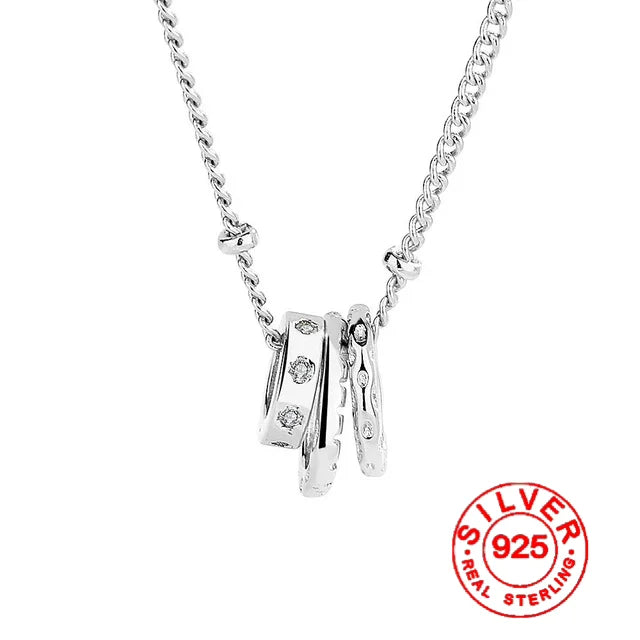 Silver Triple Circle Chain Choker Necklace – Elegant Layered Gift